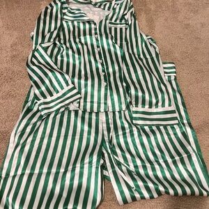 Show Me Your MuMu Green and White Striped Women’s Pajama Set